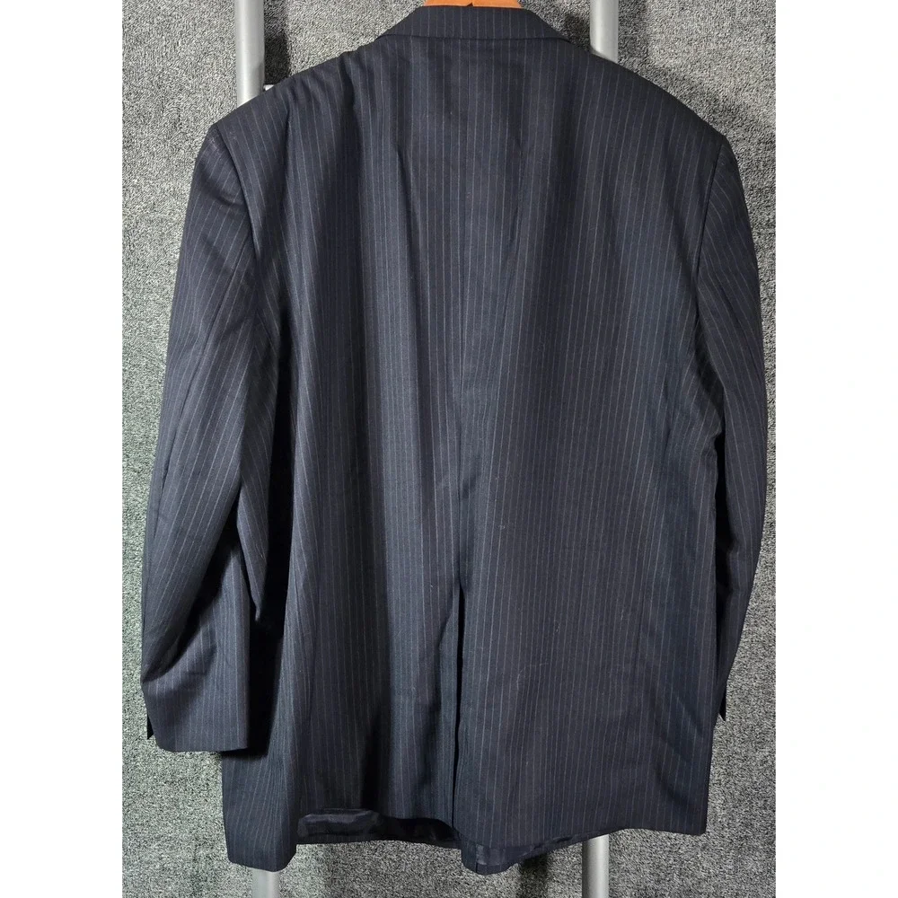 Joseph & Feiss Gold Super 120s Navy Pinstripe Suit 2-Button Pleated Cuffed 52x29
